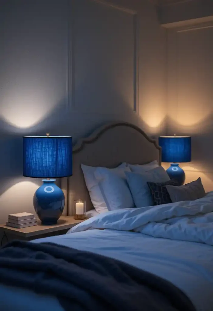 Blue Lampshades and Light Fixtures
