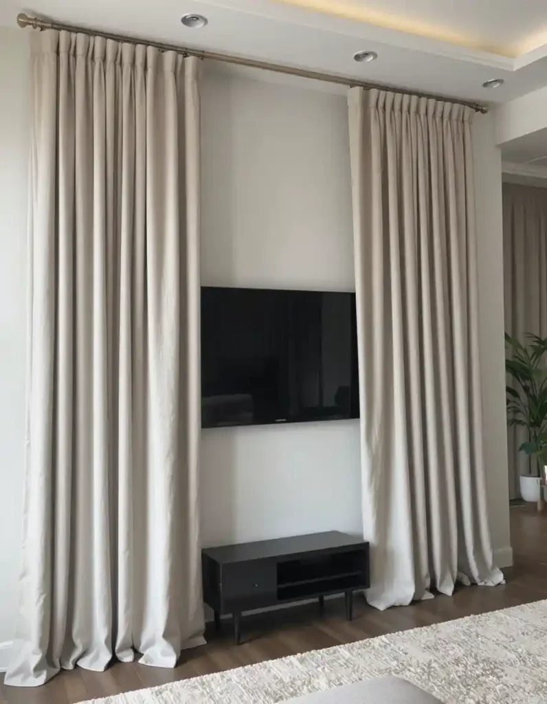 Hang Curtains or Drapery Behind
