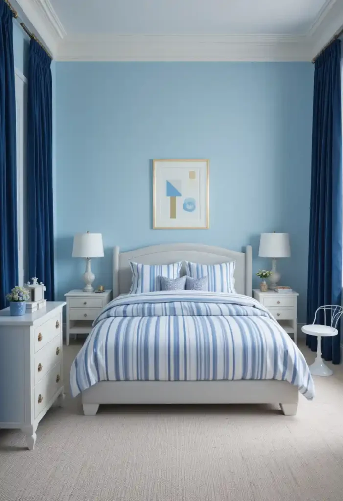 Strategic Use of Patterns in Blue Bedrooms