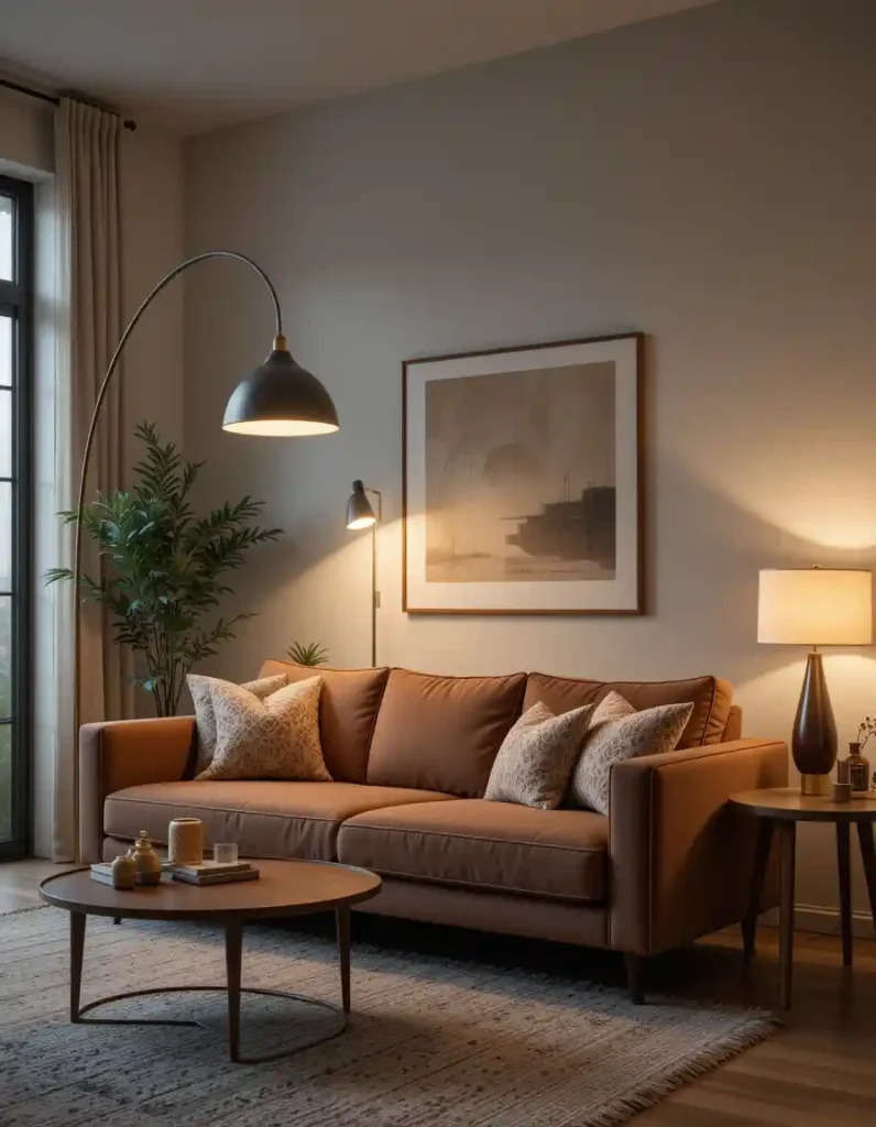 Use Statement Lighting to Highlight the Sofa