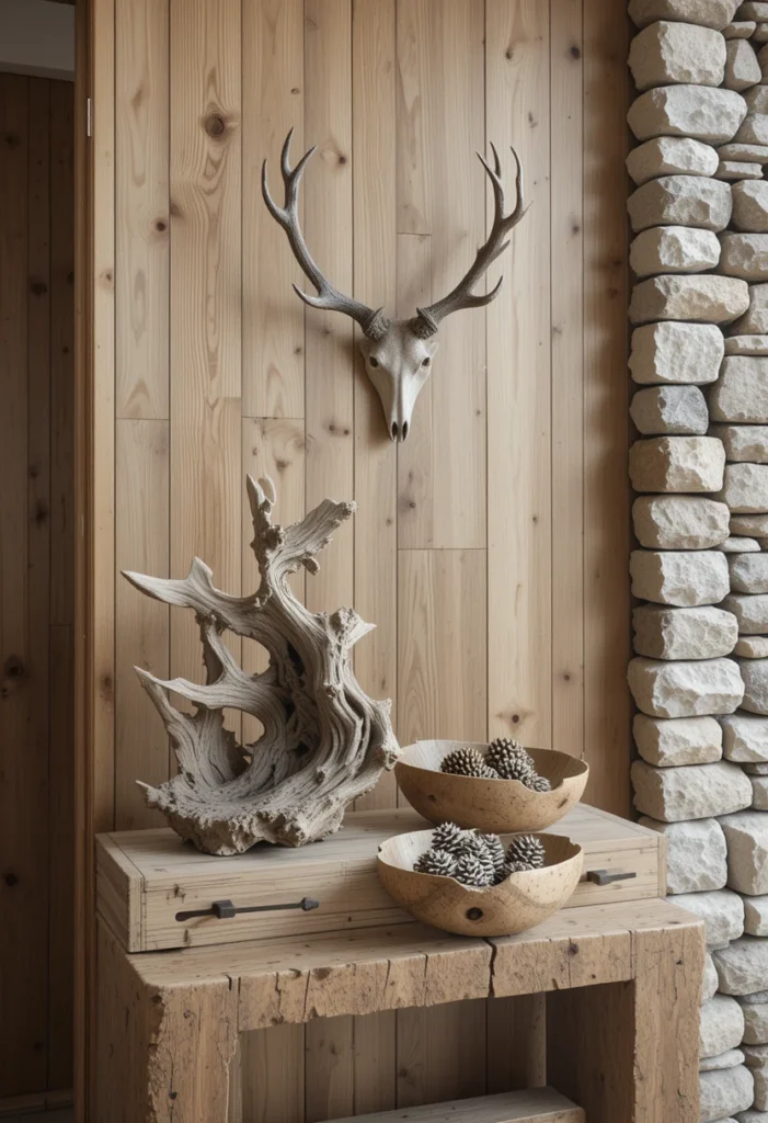 Antler and Natural Wood Accents