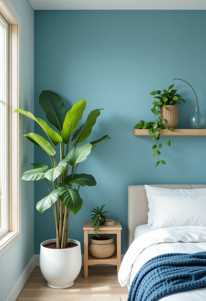Blue Bedroom Plant Combinations