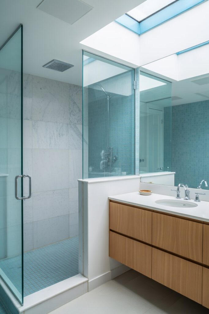 Blue Glass Shower Doors
