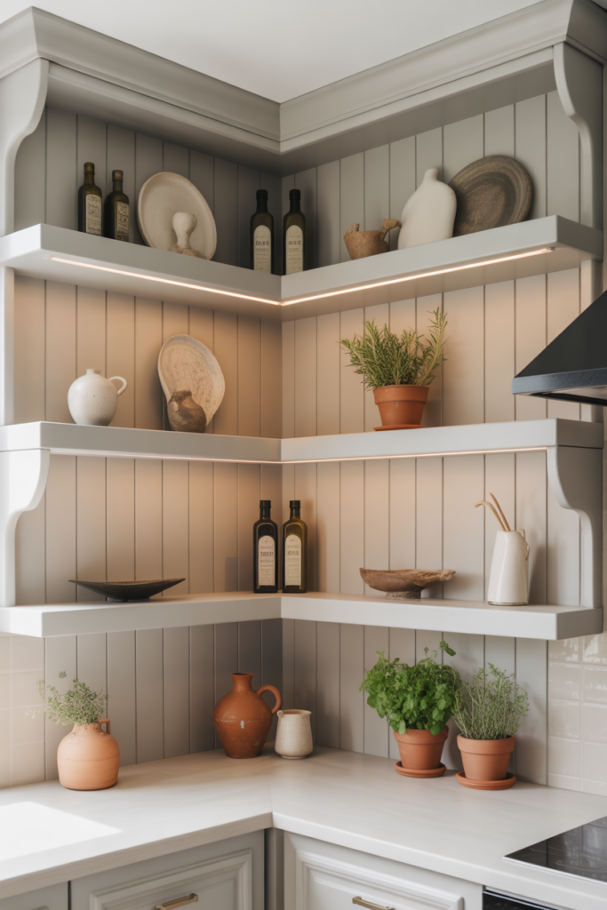Built-In Corner Display Shelves