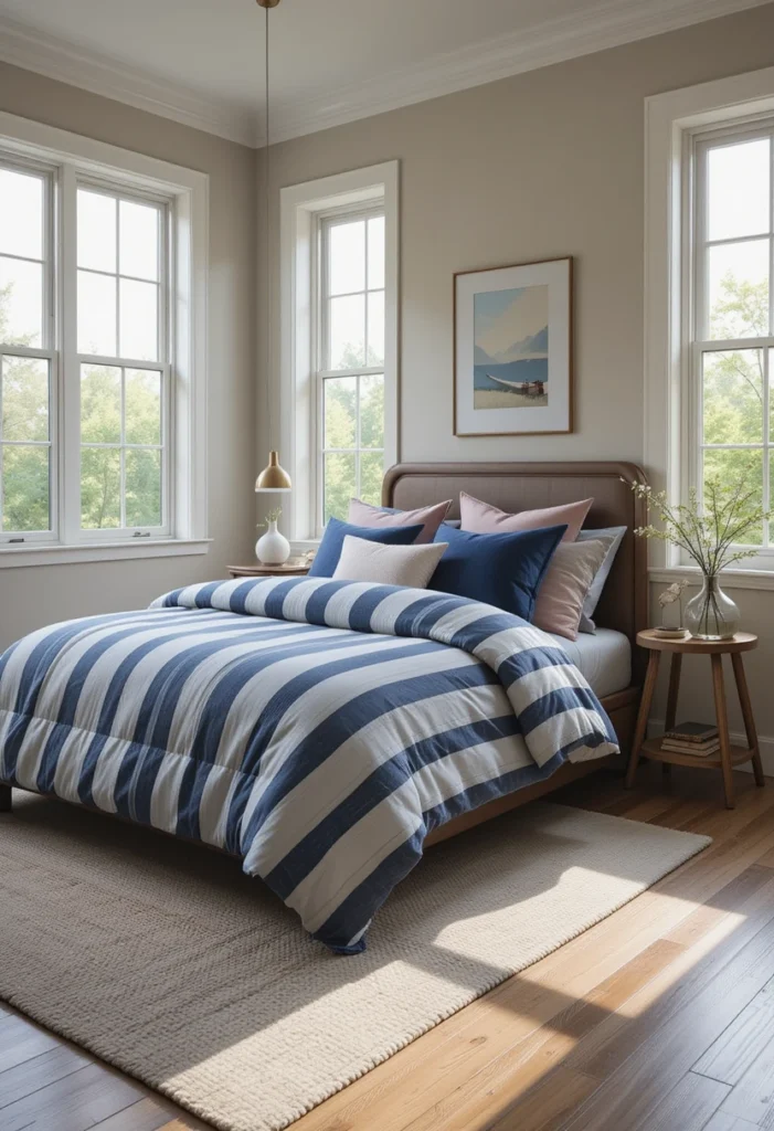 Classic Navy and White Striped Bedding