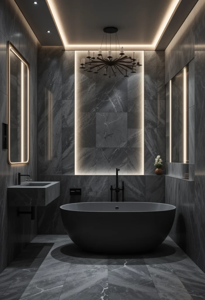 Dramatic Grey Accent Lighting