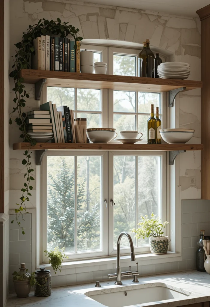 Floating Shelves Above Windows