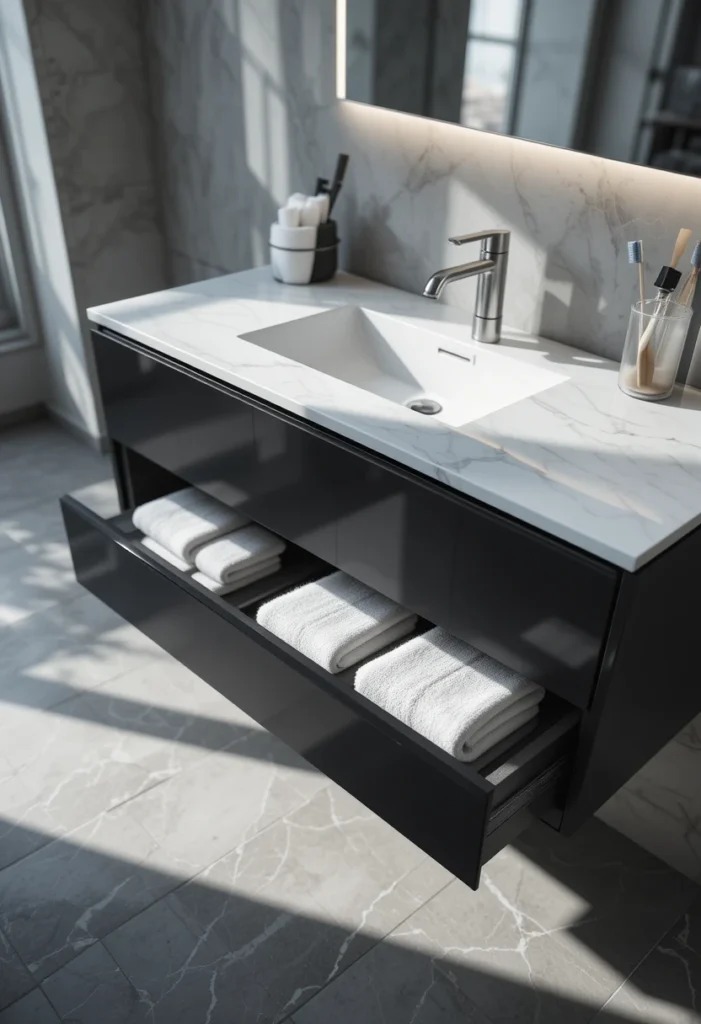  Floating Vanities with White Countertops
