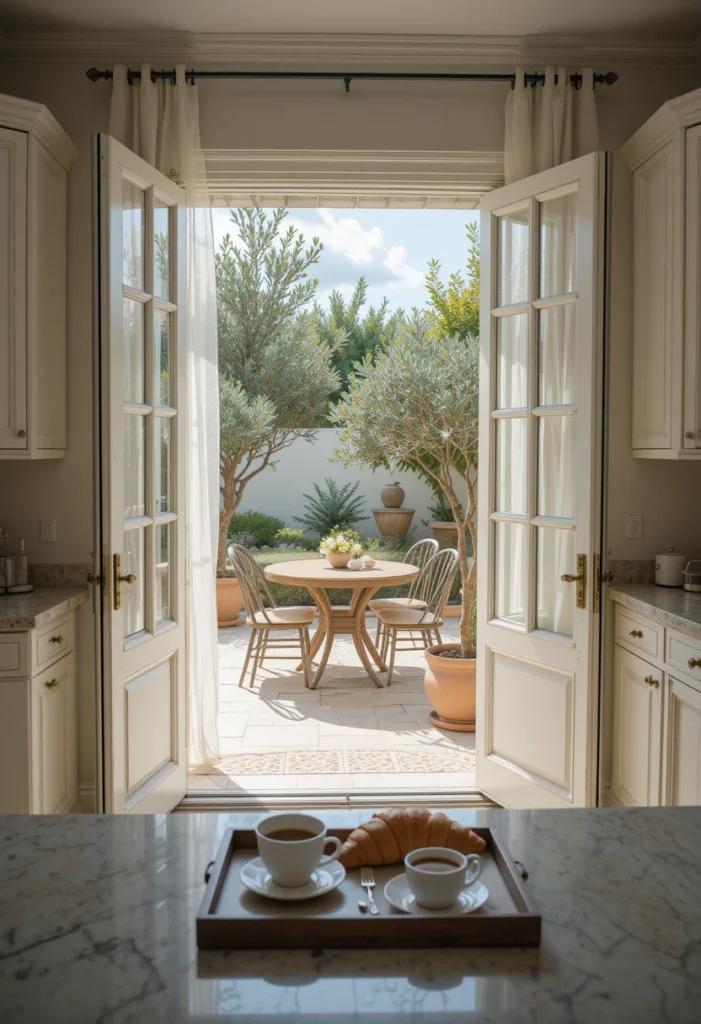 French Doors to Outdoor Kitchen Space