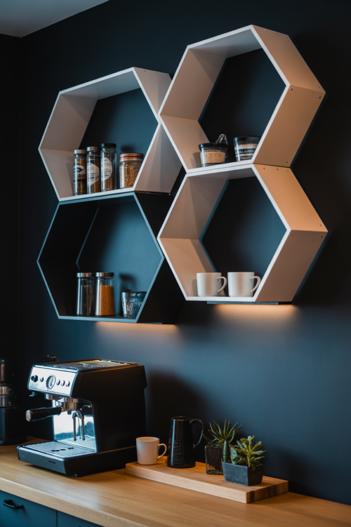 Geometric Metal Shelving Units