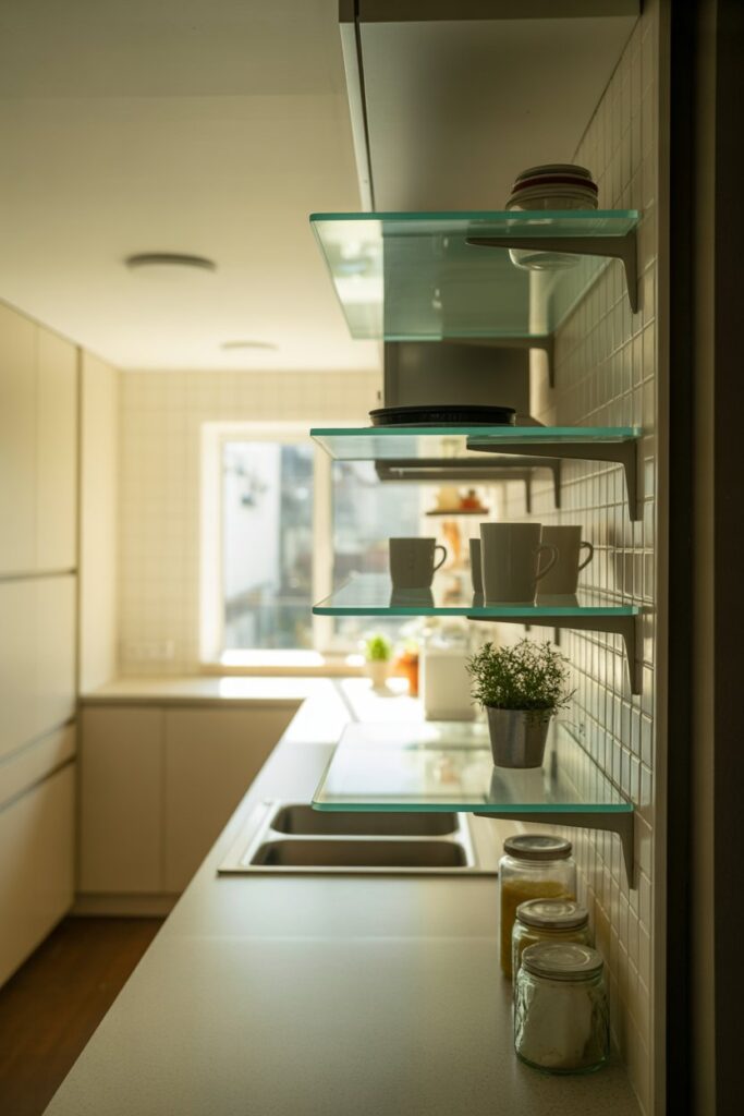 Glass Shelving for Light and Openness
