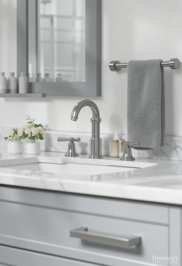 Grey Bathroom Hardware Coordination