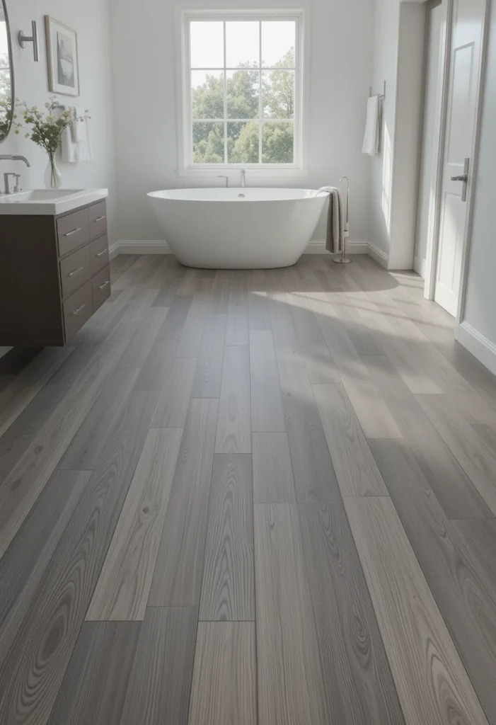 Grey Wood-Look Tile Flooring