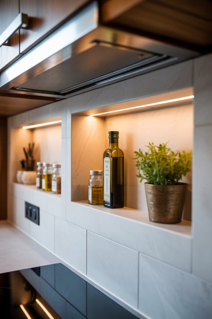 Integrated Backsplash Shelving