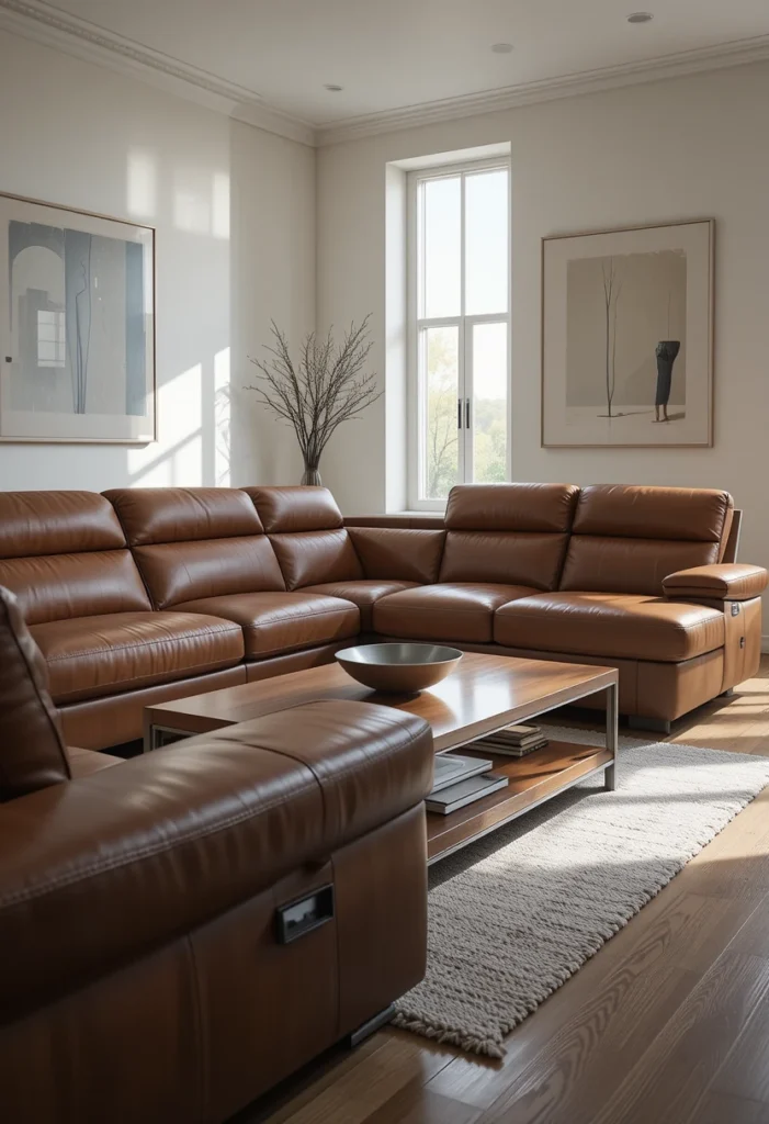 Italian Leather Sectional by Natuzzi