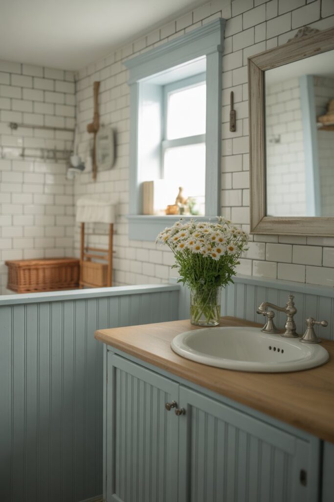 Powder Blue Cottage Bathroom Charm