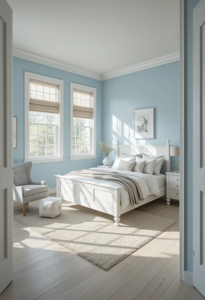 Powder Blue Walls with White Trim