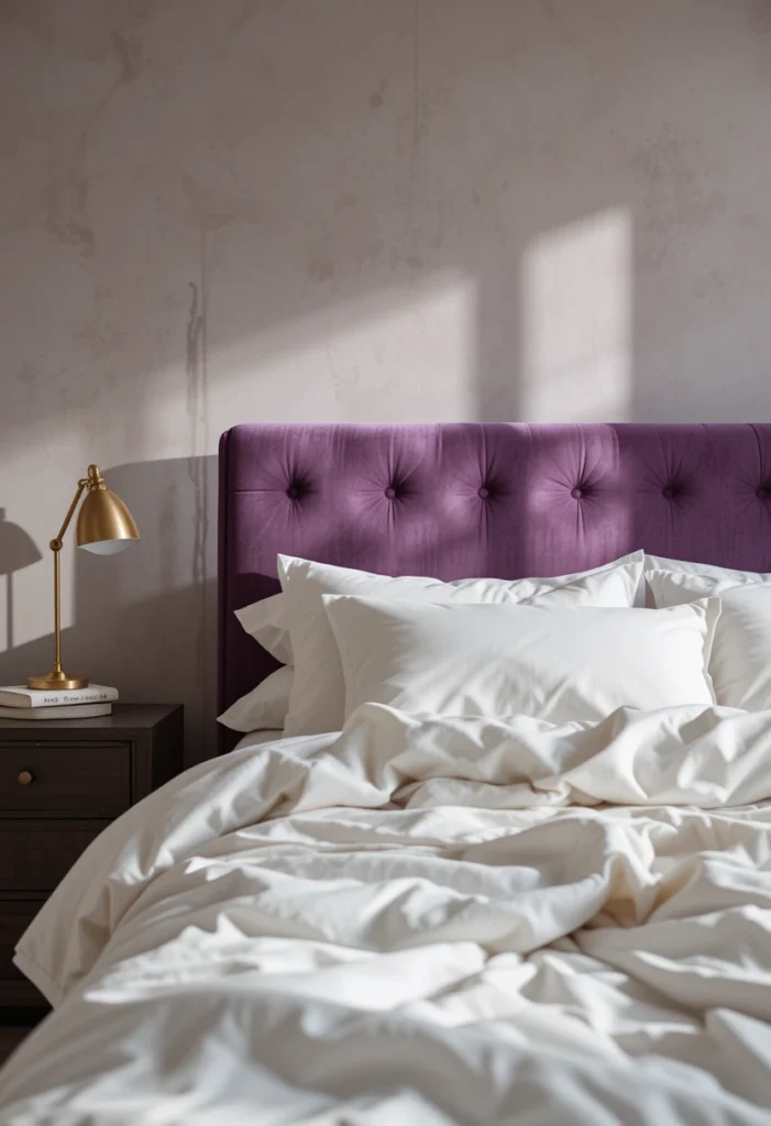Purple Velvet Headboard Statement
