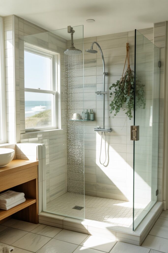 Shower Glass Instead of Curtains
