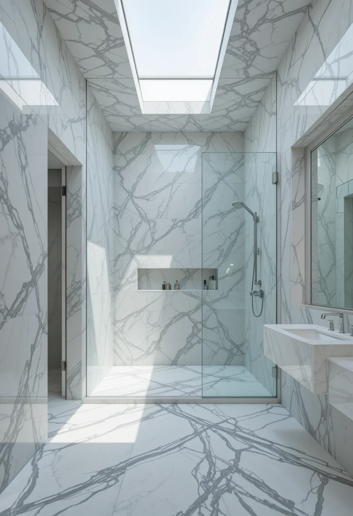 Sleek Grey Marble Slab Walls