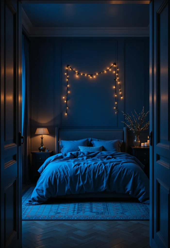 The Blue Bedroom Lighting Magic