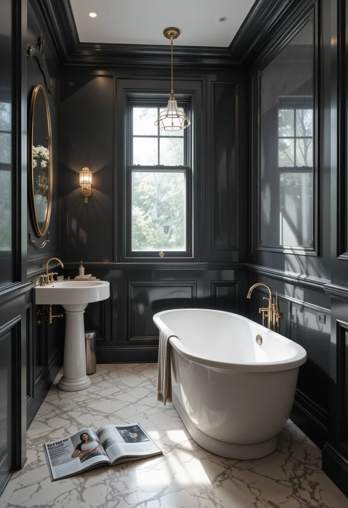  The Drama of Black Walls with White Fixtures