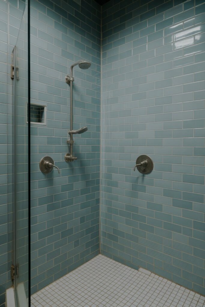 Vertical Blue Subway Tiles