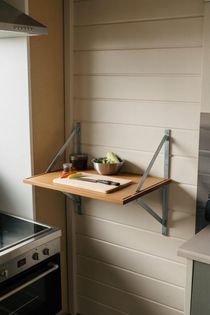Wall-Mounted Fold-Down Shelves