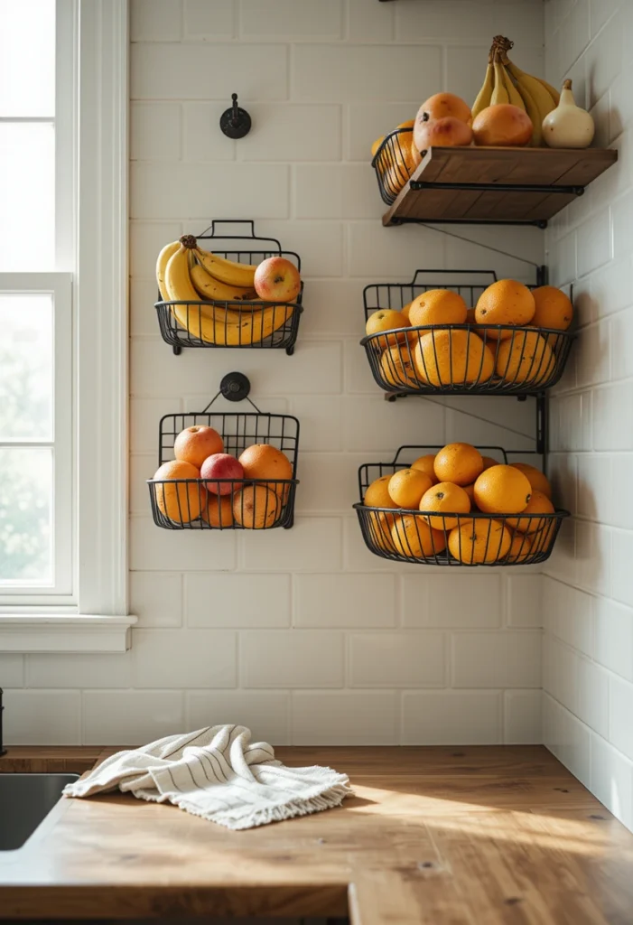 Wall-Mounted Wire Baskets