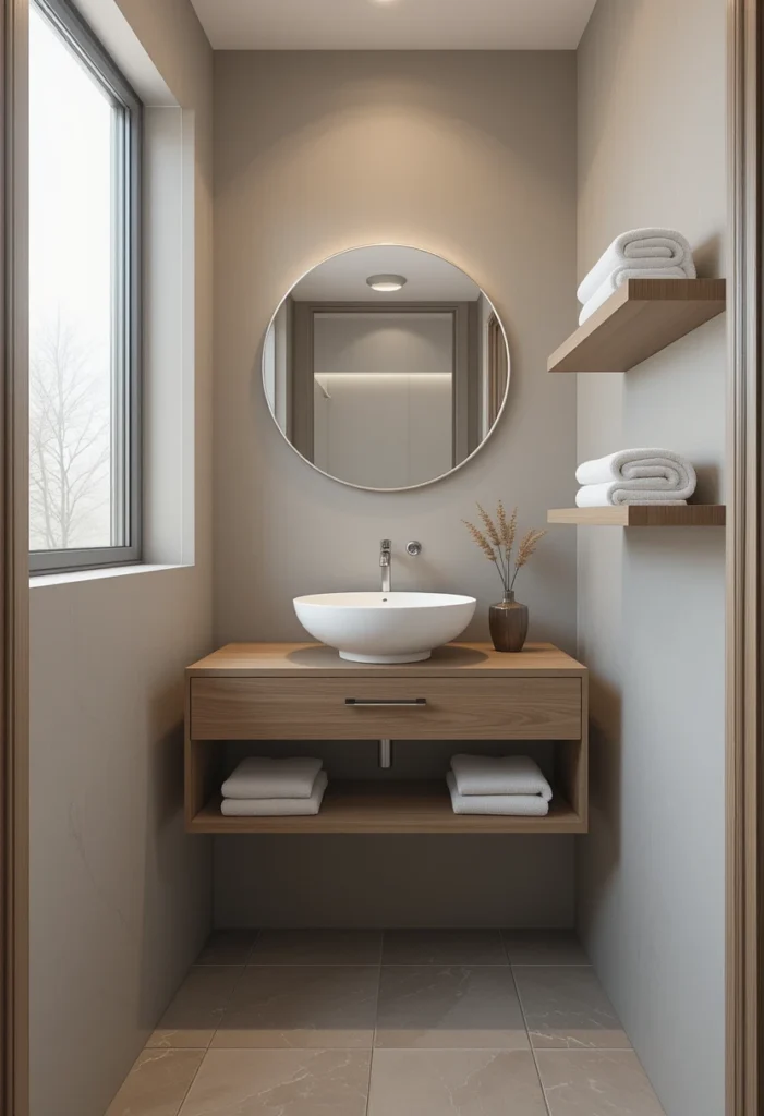 Warm Grey with Natural Wood Accents