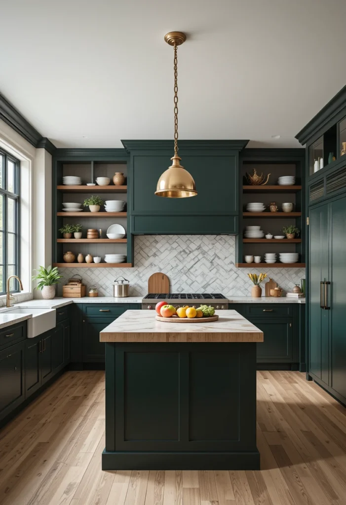 Add Life with Green Kitchen Islands
