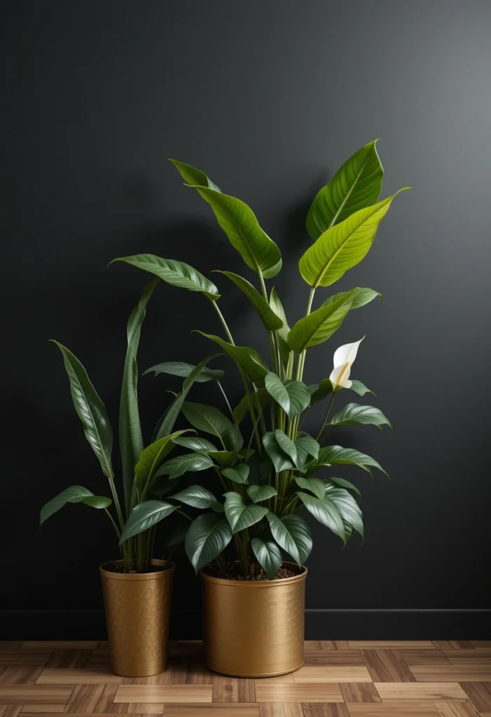 Botanical Elements in Black Bedrooms