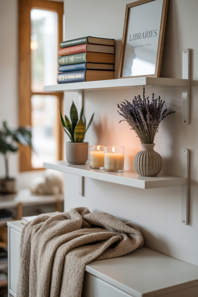 Floating Shelves with Curated Collections