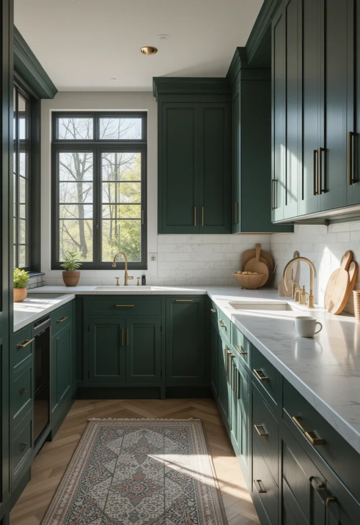 Forest Green Cabinets for Drama