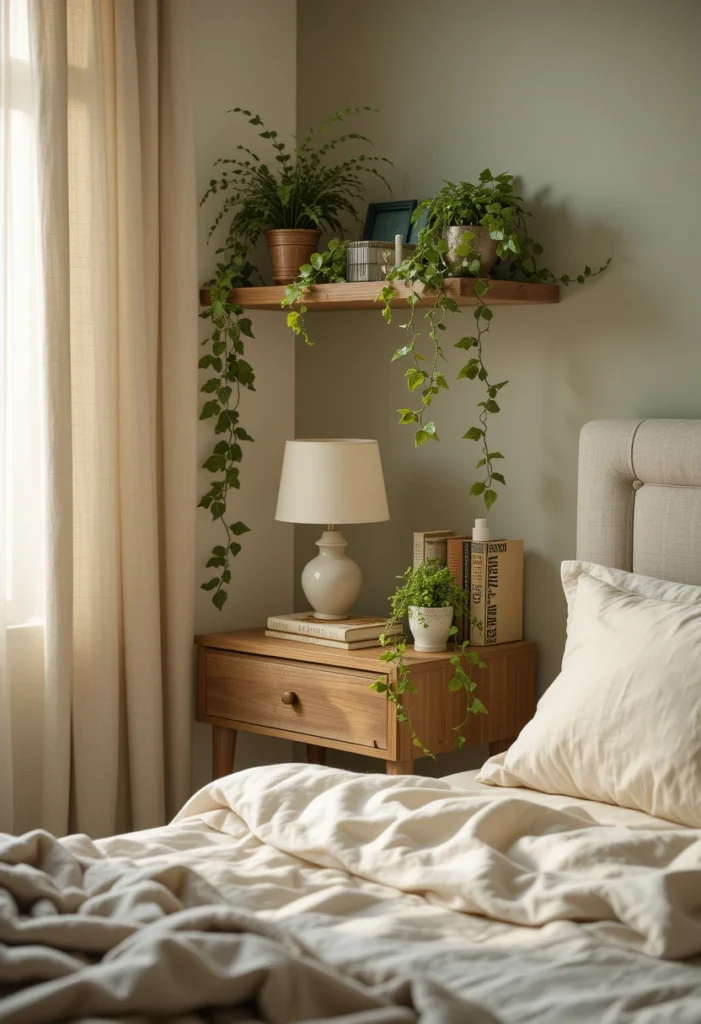 Nightstand Styling with Trailing Elements